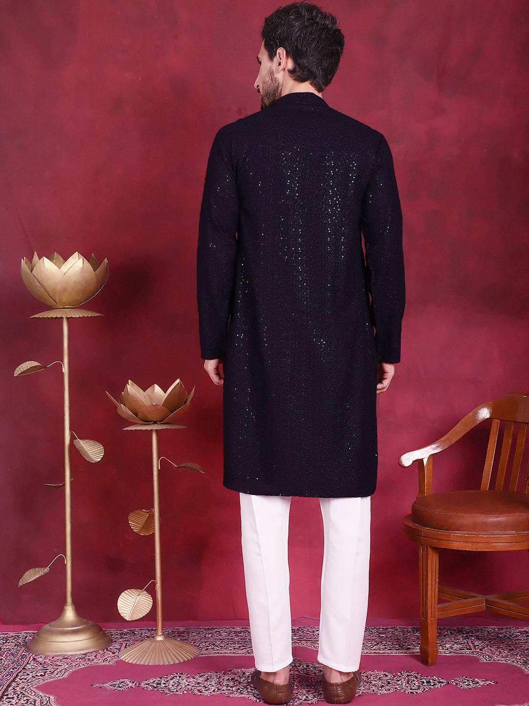 Men's Sequins Chikankari Kurta with Pyjama - Taantav