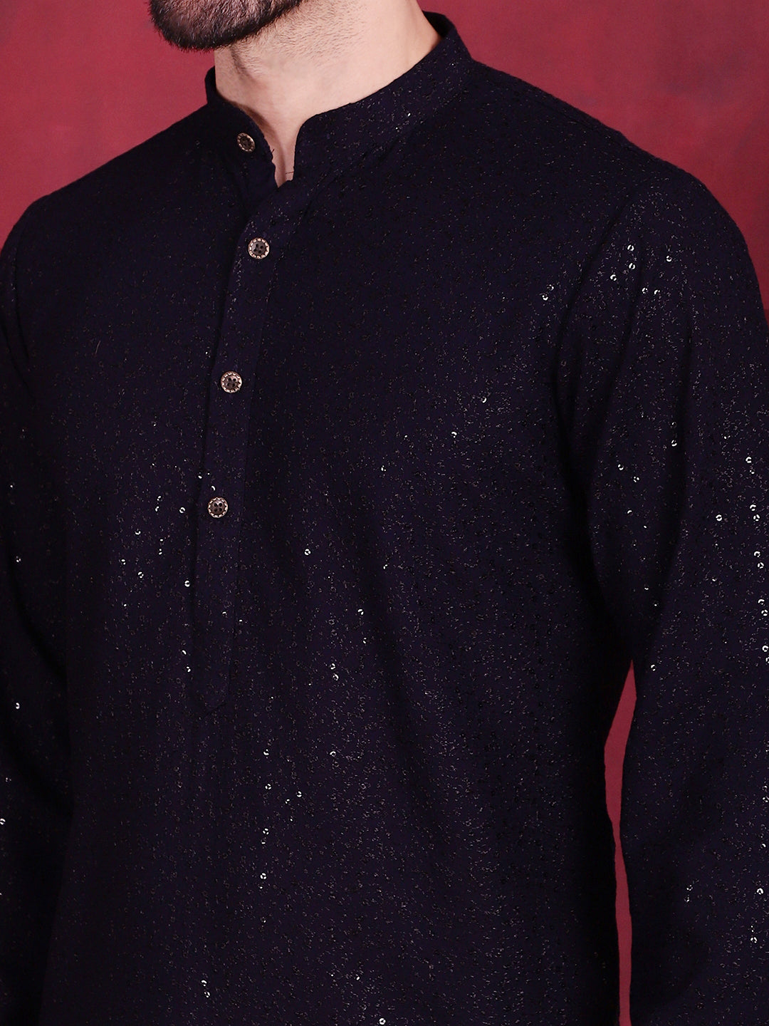 Men's Sequins Chikankari Kurta with Pyjama - Taantav