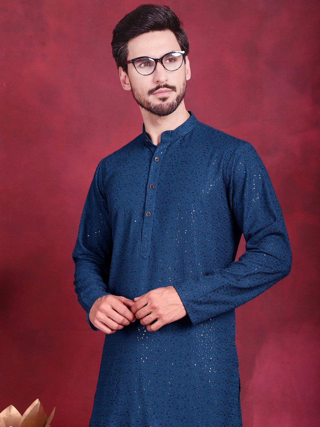 Men's Sequins Chikankari Kurta with Pyjama - Taantav