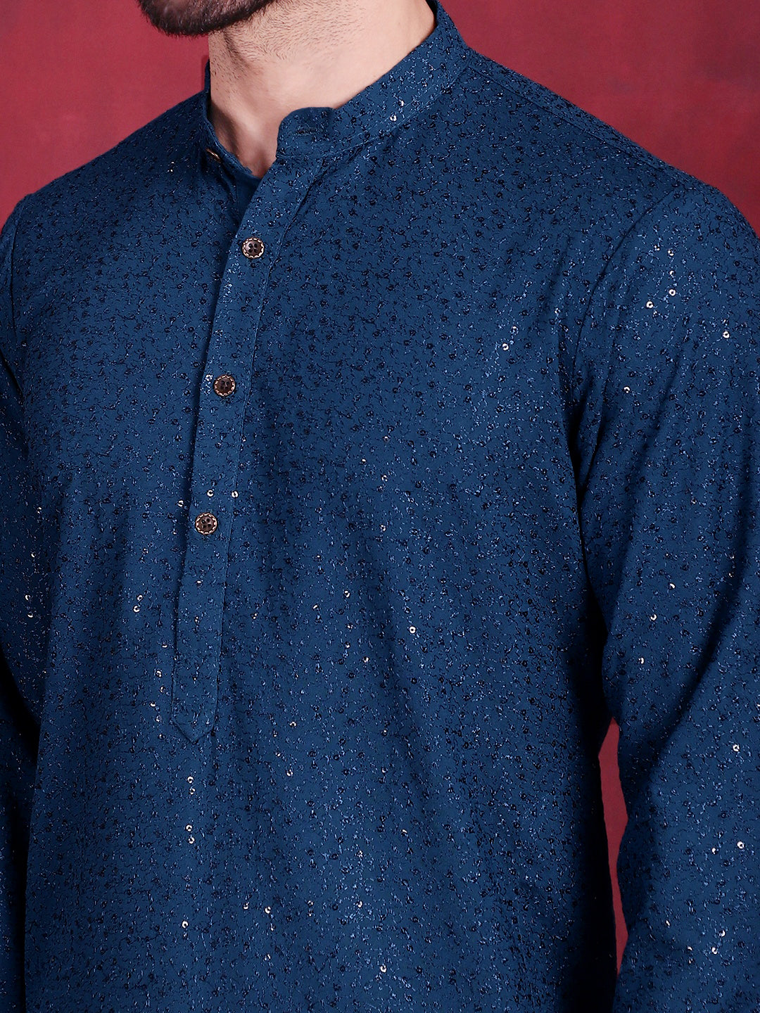 Men's Sequins Chikankari Kurta with Pyjama - Taantav