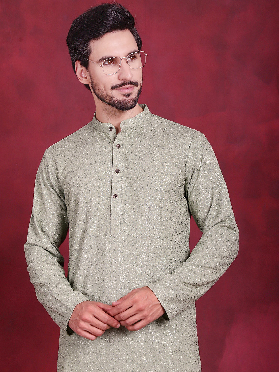 Men's Sequins Chikankari Kurta with Pyjama - Taantav