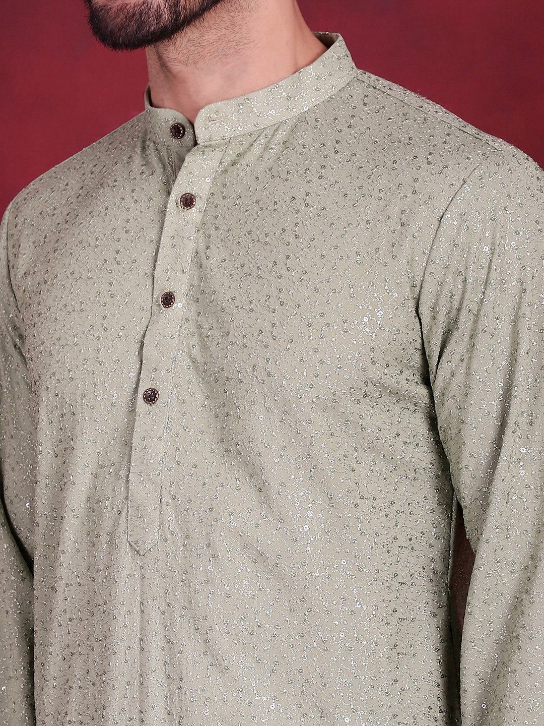 Men's Sequins Chikankari Kurta with Pyjama - Taantav