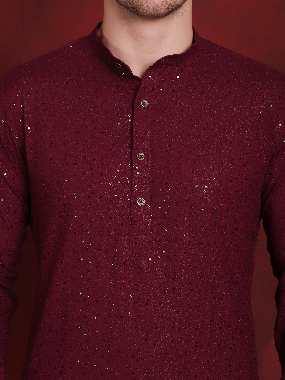 Men's Sequins Chikankari Kurta with Pyjama - Taantav