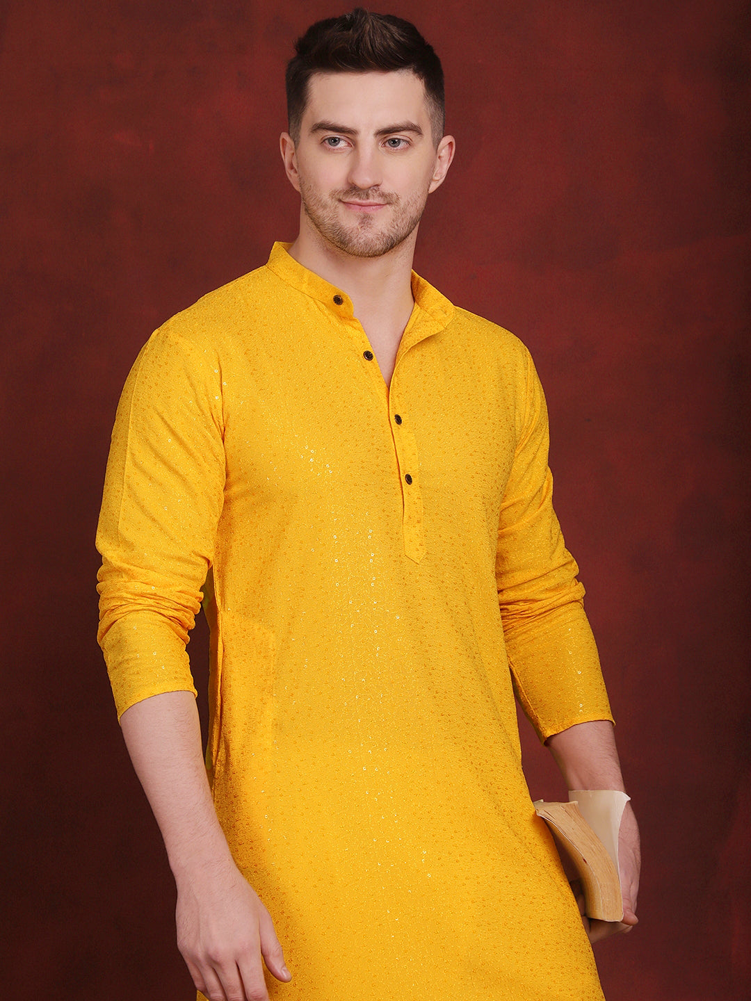 Men's Sequins Chikankari Kurta with Pyjama - Taantav