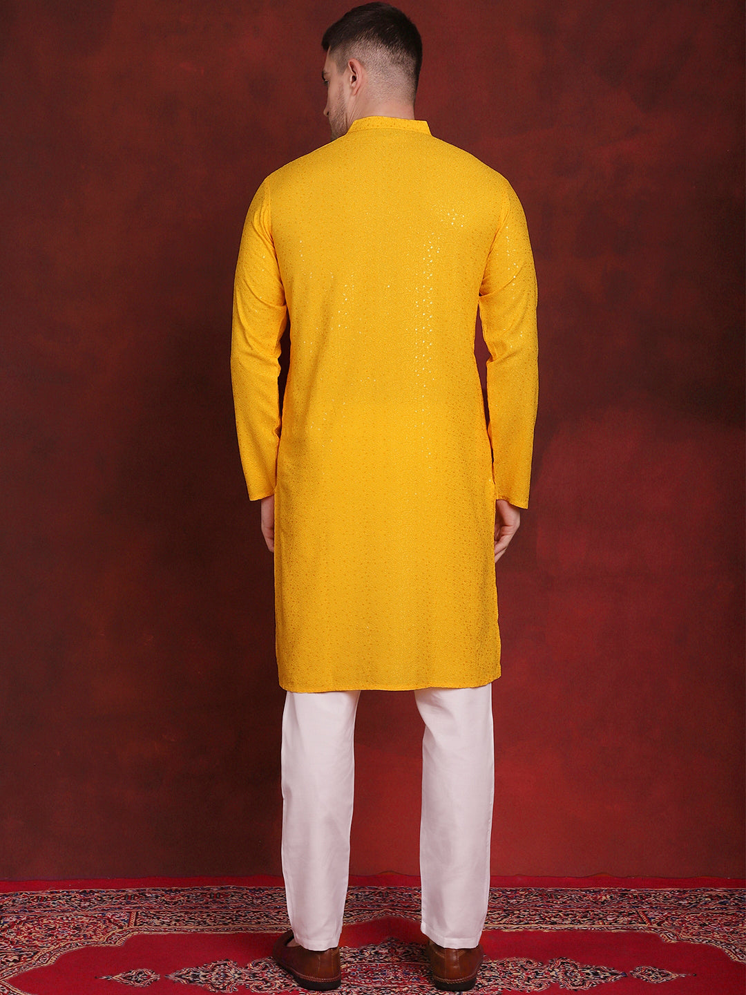 Men's Sequins Chikankari Kurta with Pyjama - Taantav