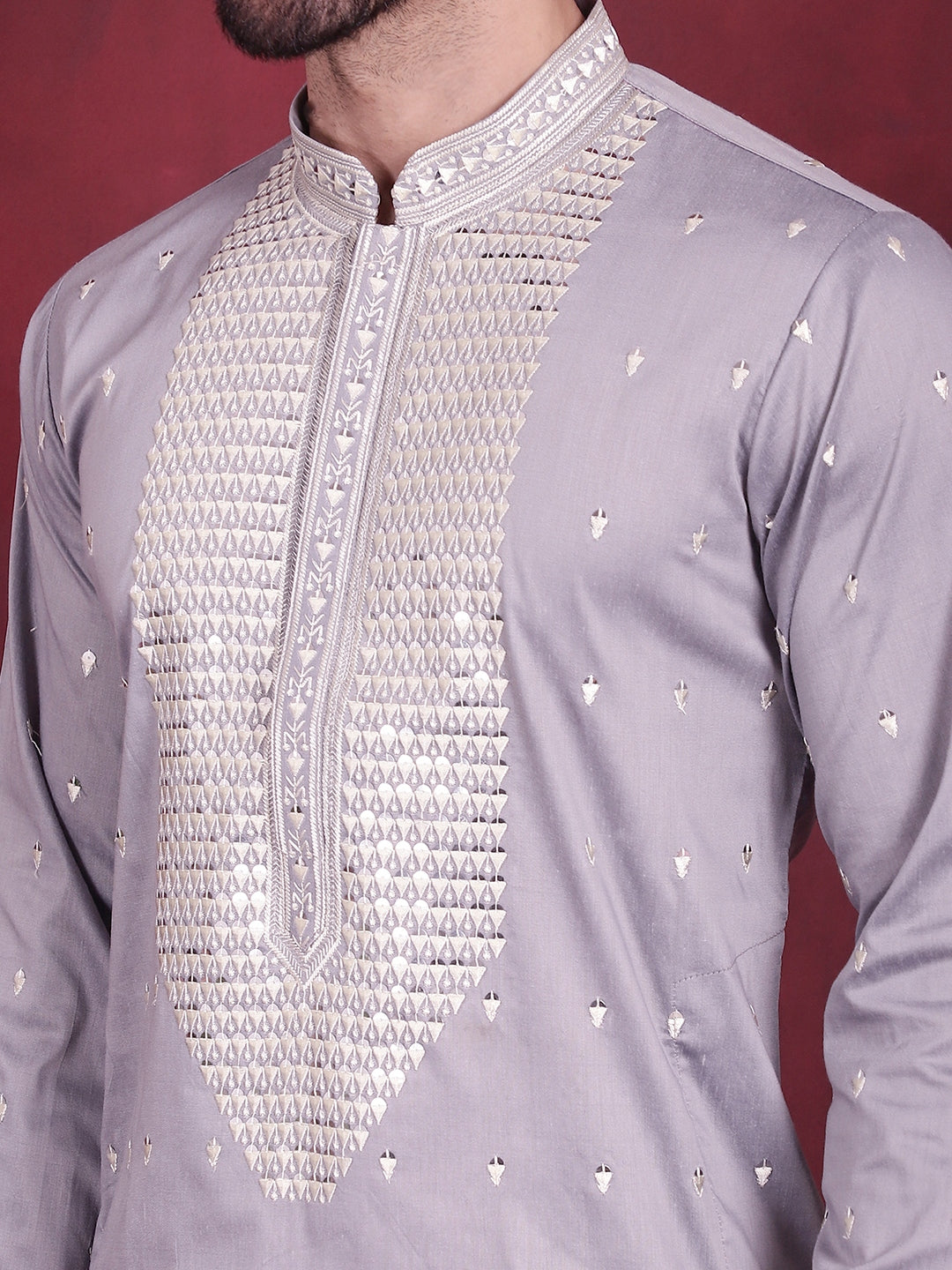 Men's Sequins Embroidered Kurta Pyjama Set - Taantav