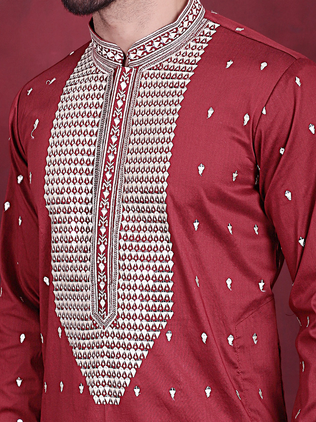 Men's Sequins Embroidered Kurta Pyjama Set - Taantav