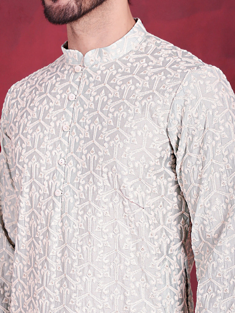 Men's Chikankari Embroidered Kurta Pyjama Set