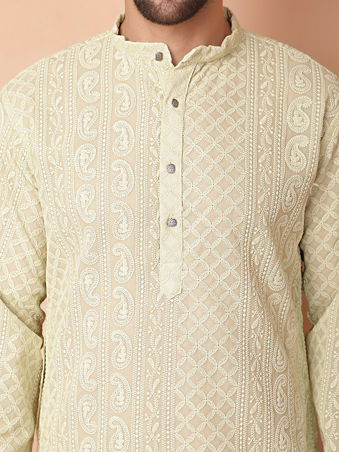 Men's Chikankari Embroidered Kurta Pyjama Set - Taantav