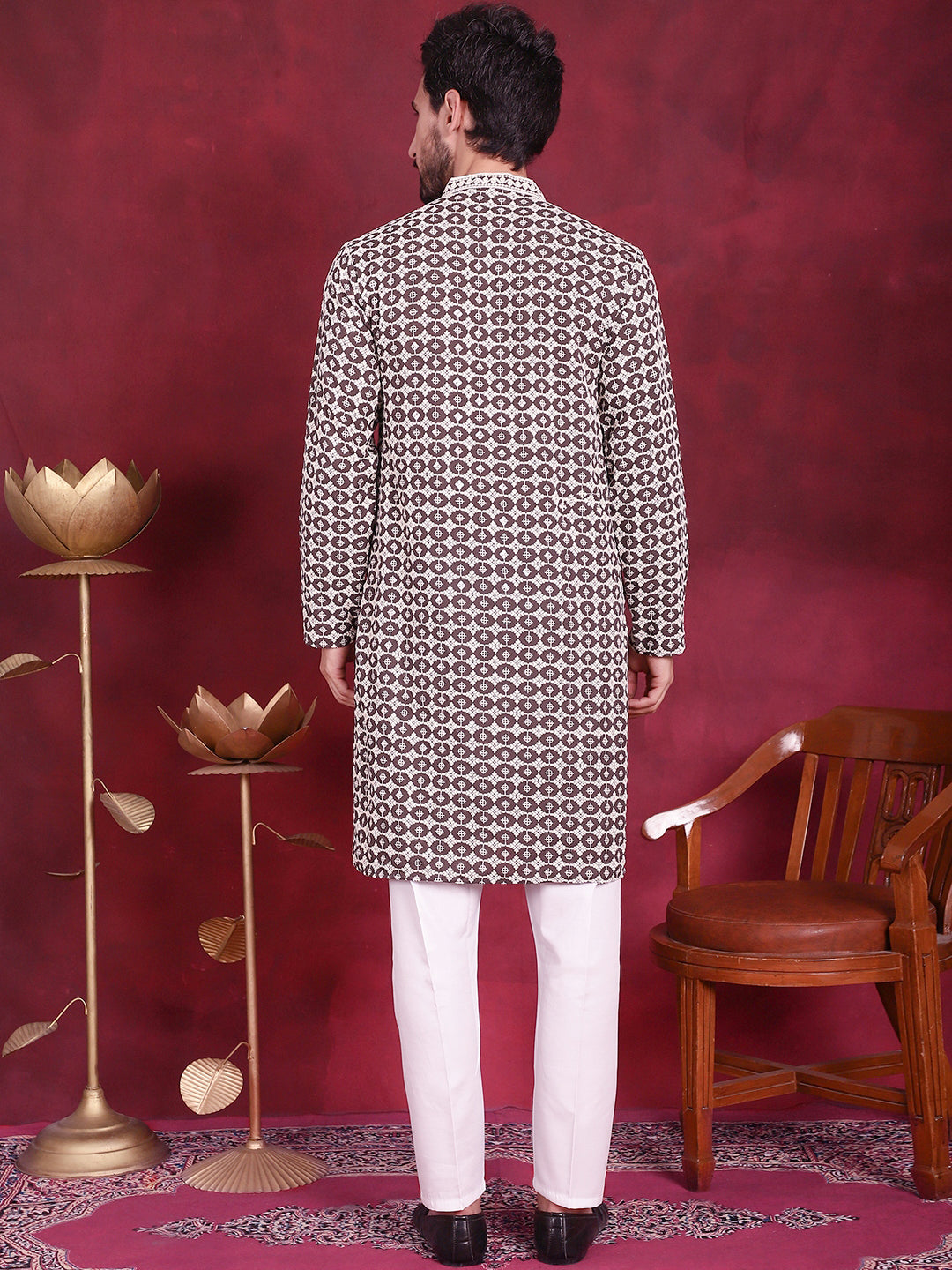 Men's Sequins Embroidered Kurta with Pyjama - Taantav