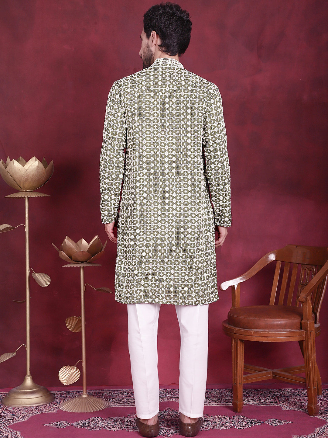 Men's Sequins Embroidered Kurta with Pyjama - Taantav