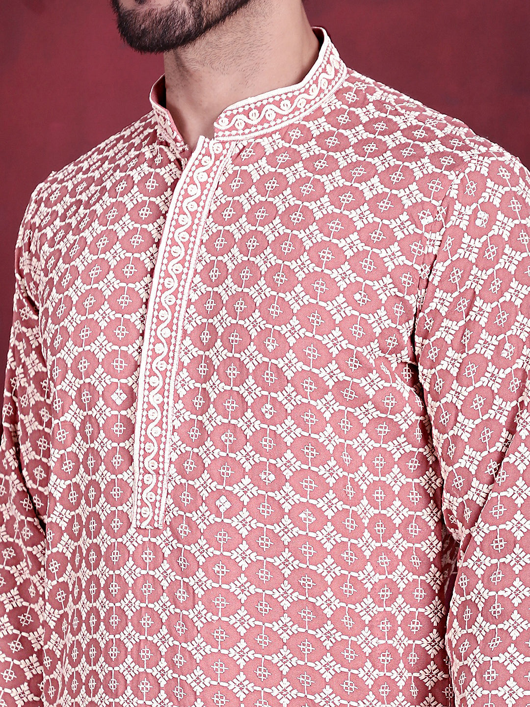 Men's Sequins Embroidered Kurta with Pyjama - Taantav