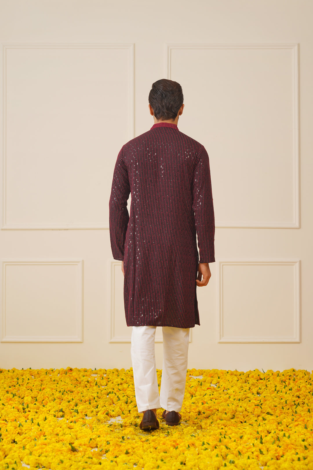 Men's Sequins Chikankari Embroidered Kurta only - Taantav