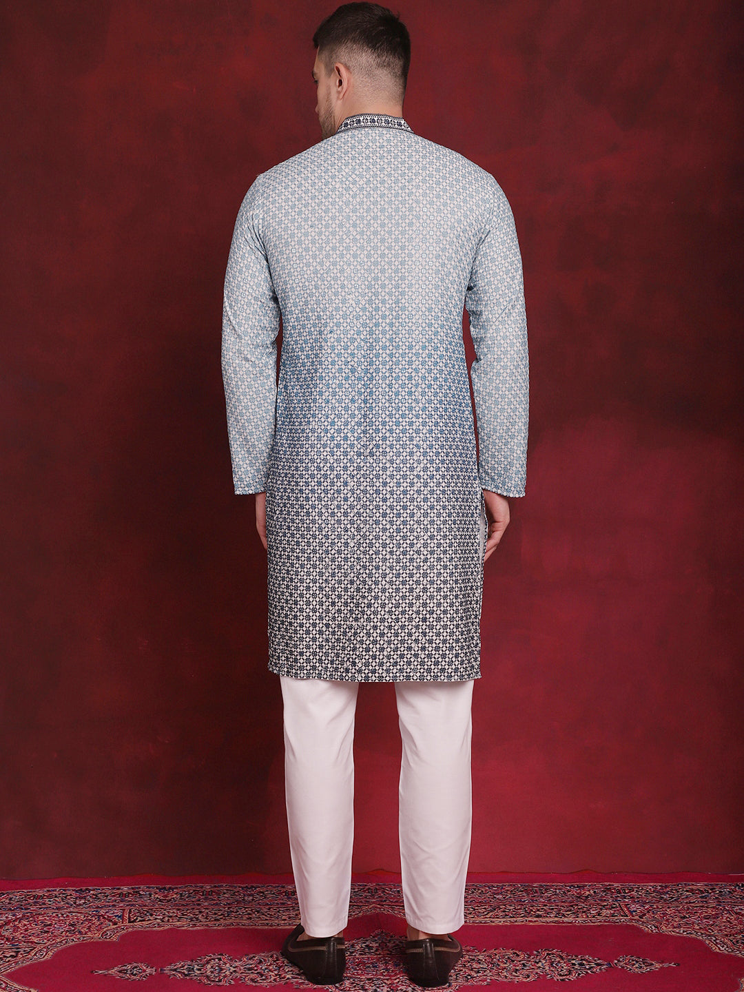 Men's Sequins Embroidered Kurta with Pyjama - Taantav