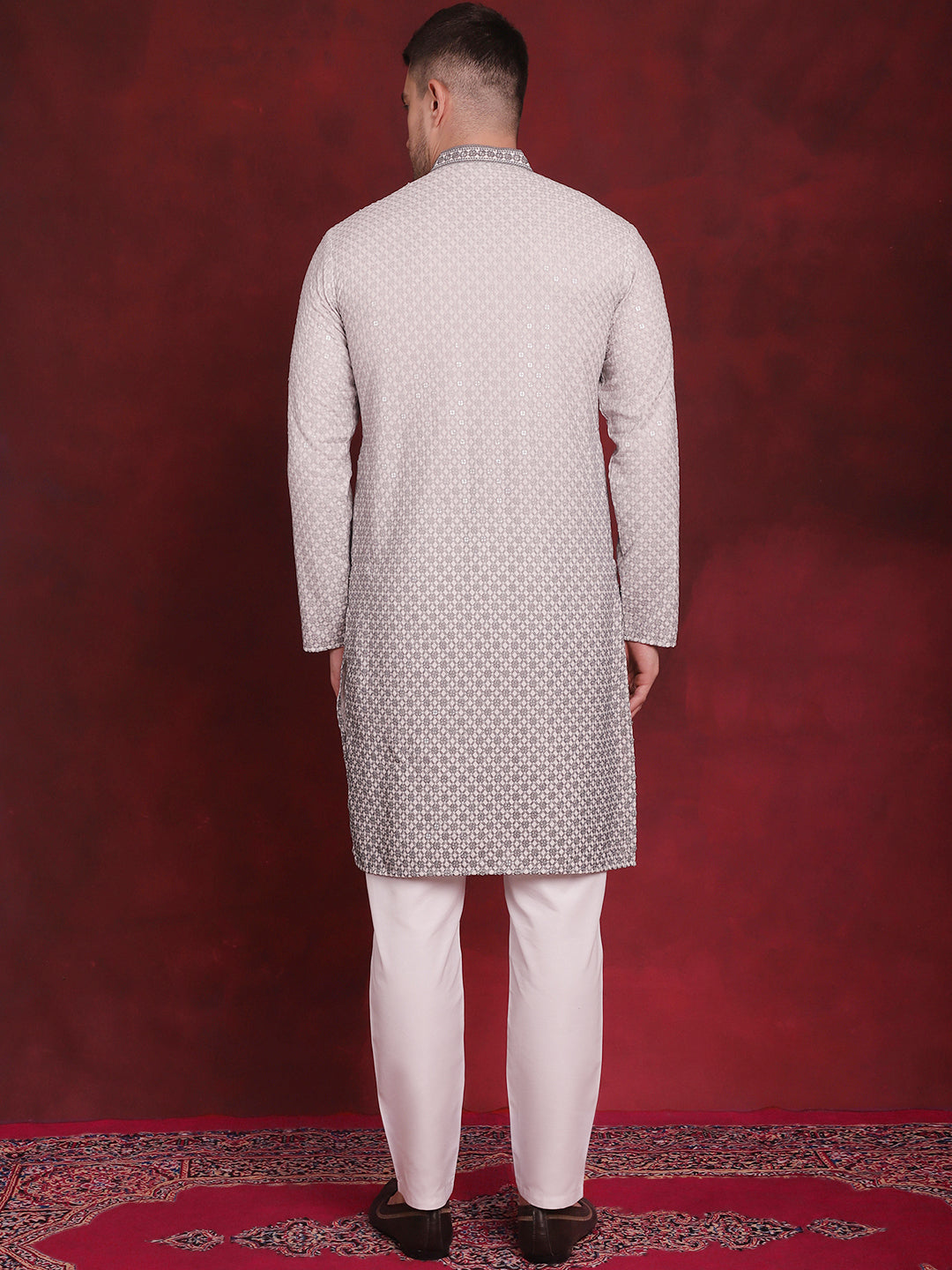 Men's Sequins Embroidered Kurta with Pyjama - Taantav