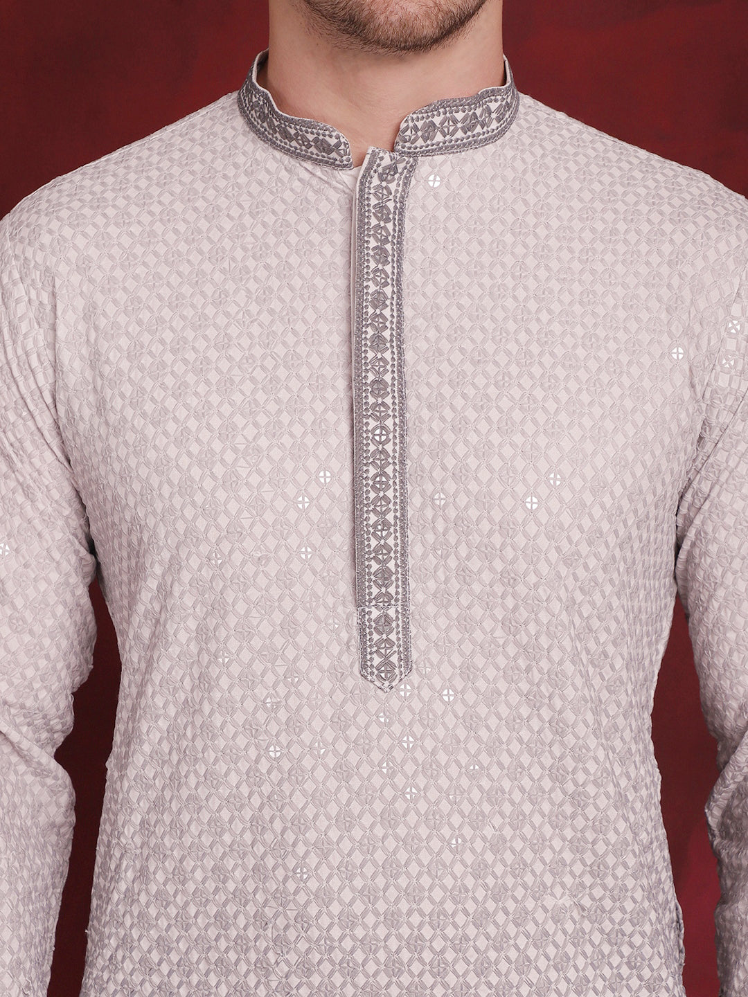 Men's Sequins Embroidered Kurta with Pyjama - Taantav