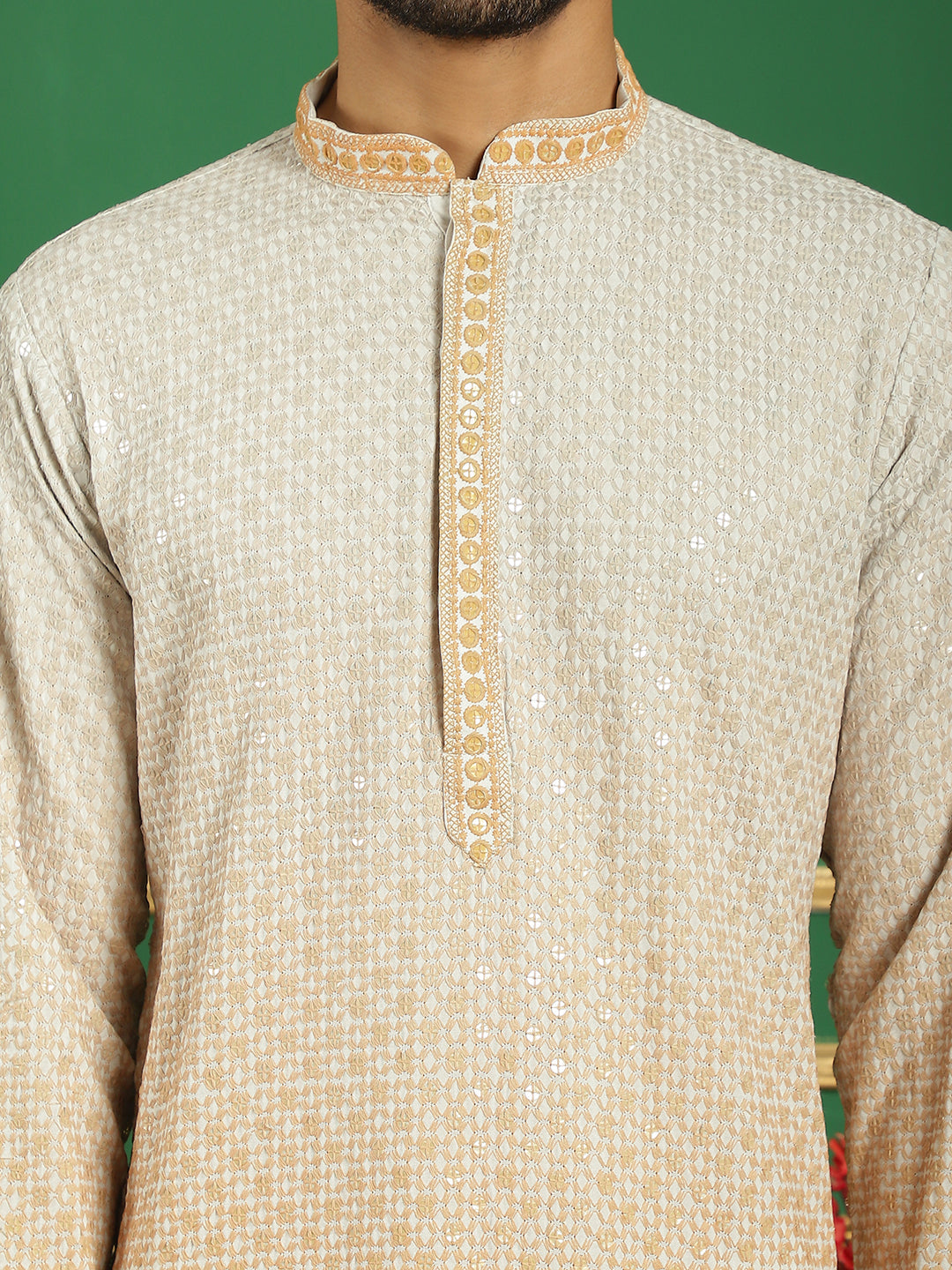 Men's Sequins Embroidered Kurta with Pyjama - Taantav