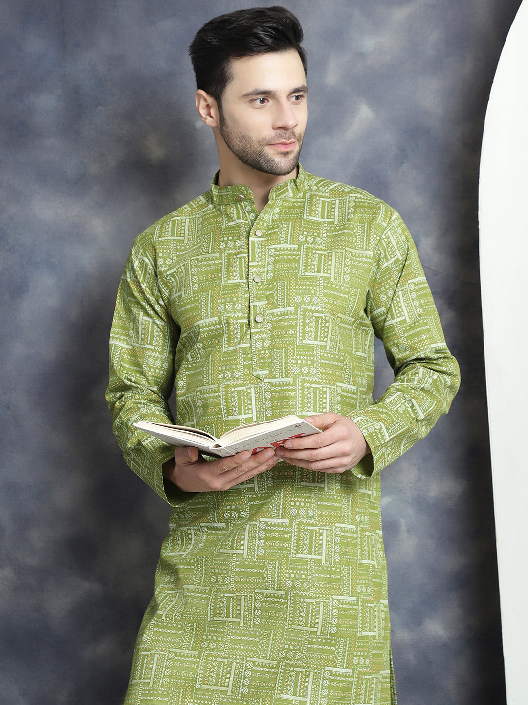 Men's Printed Kurta with Churidar - Taantav