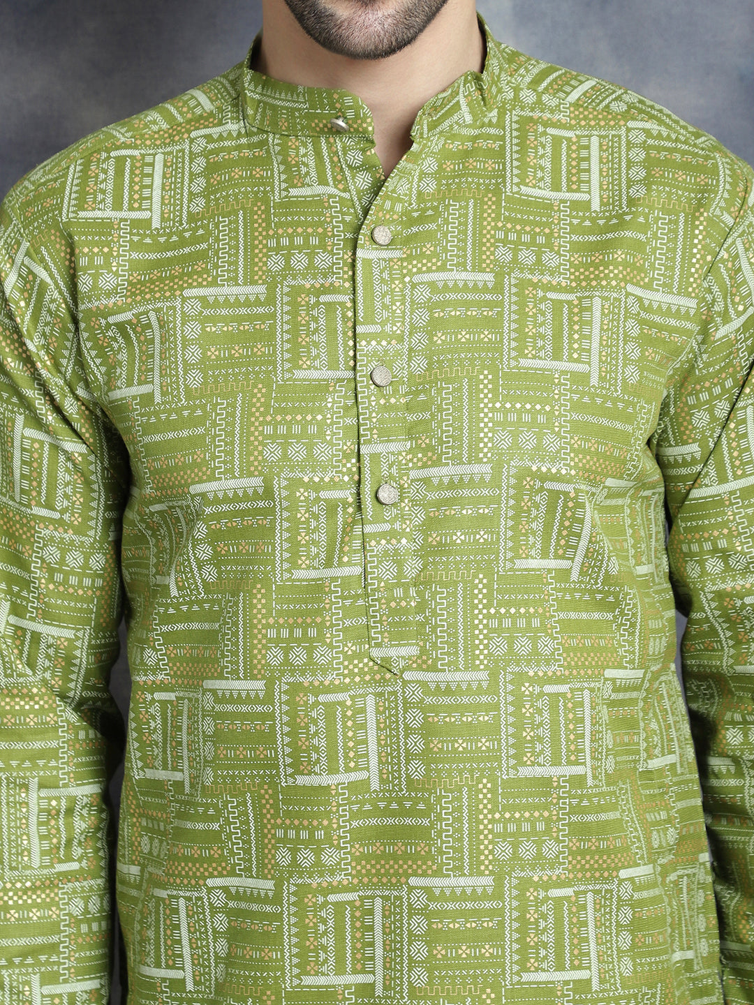 Men's Printed Kurta with Churidar - Taantav