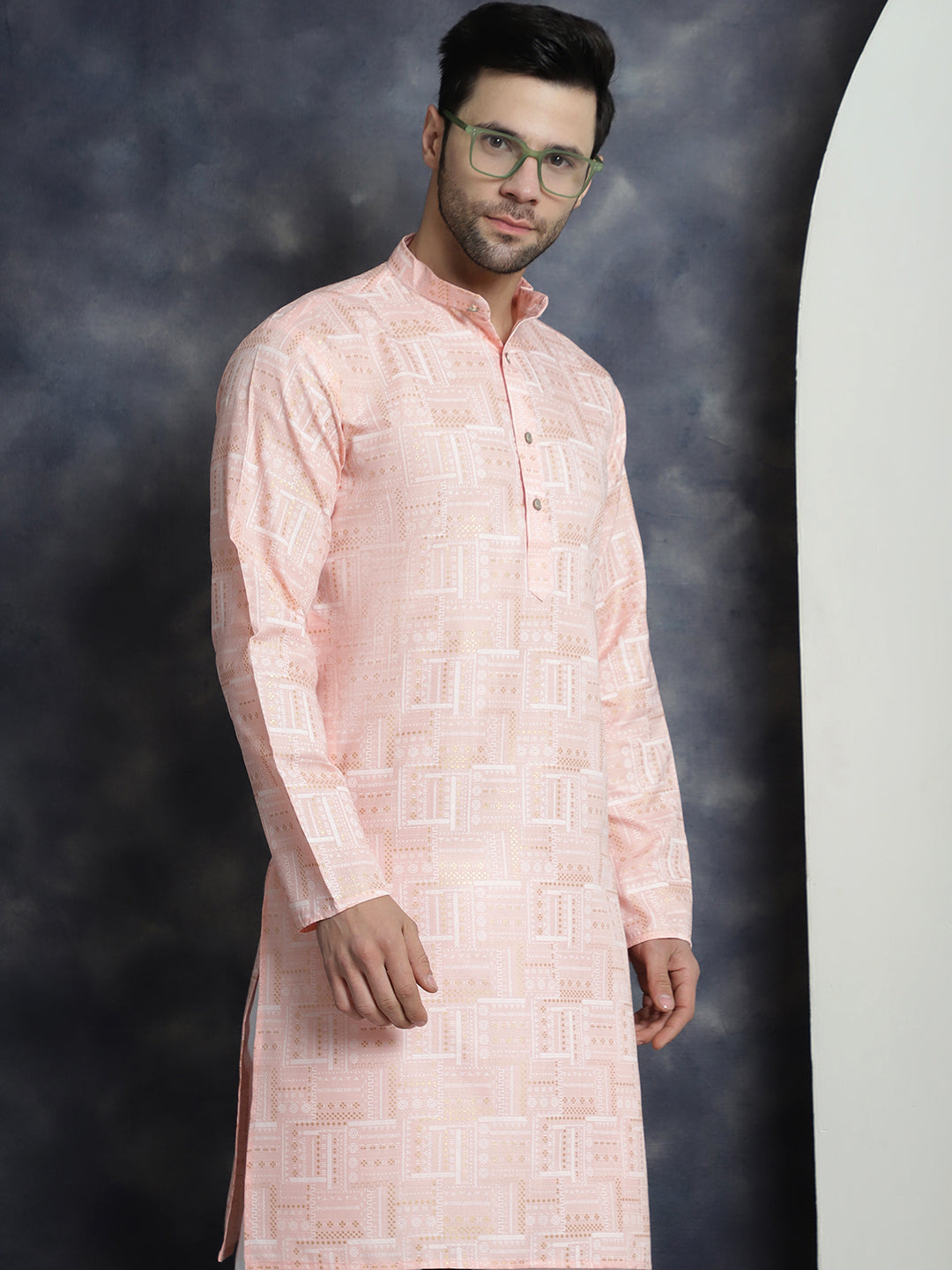 Men's Printed Kurta with Churidar - Taantav