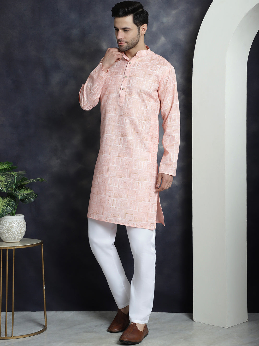 Men's Printed Kurta with Churidar - Taantav