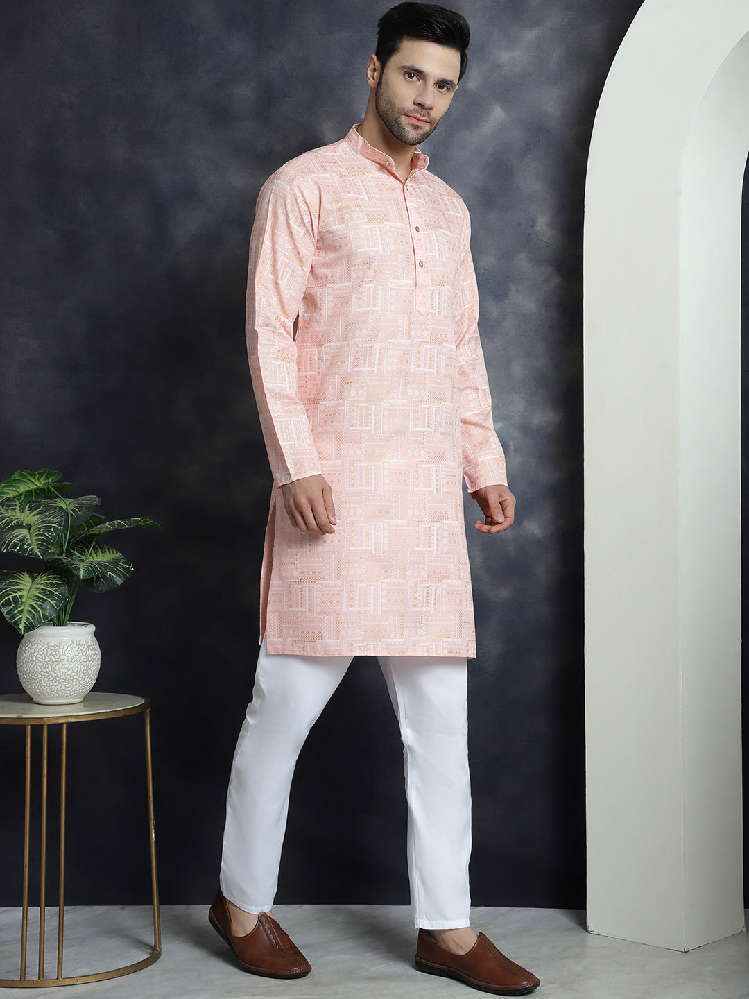 Men's Printed Kurta with Churidar - Taantav