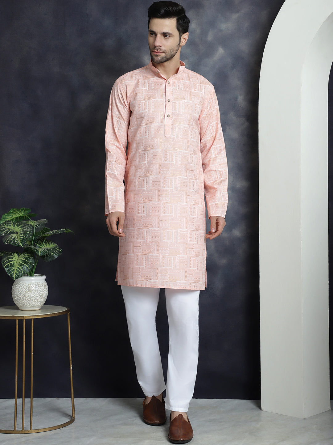 Men's Printed Kurta with Churidar - Taantav