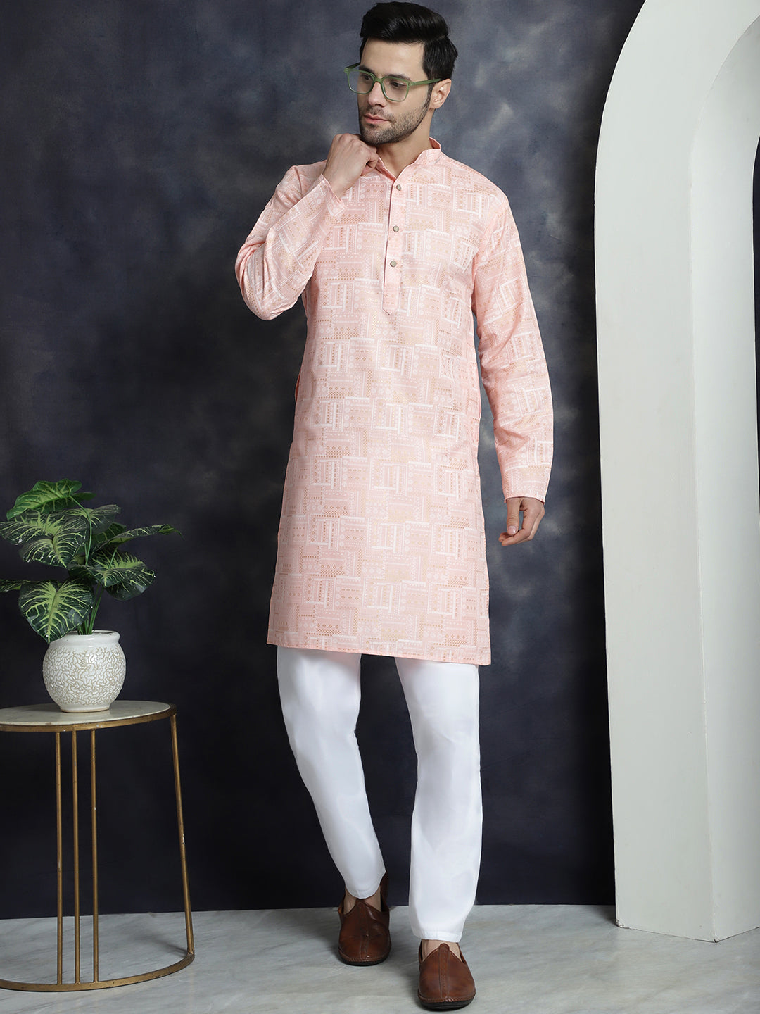 Men's Printed Kurta with Churidar - Taantav