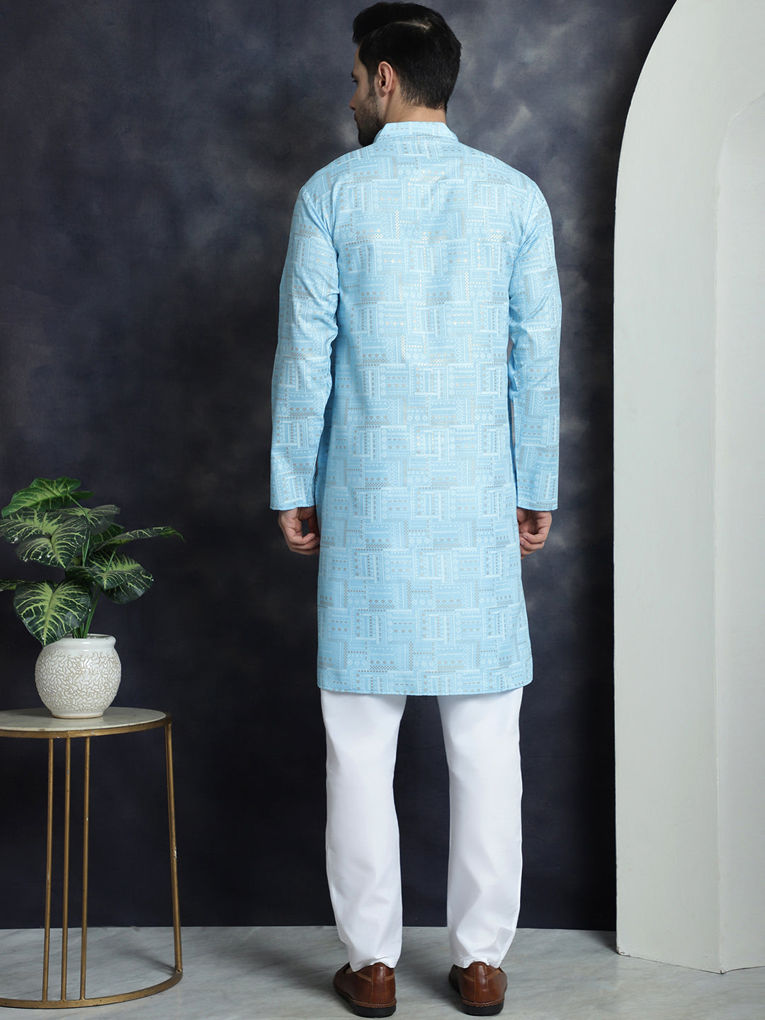 Men's Printed Kurta with Churidar