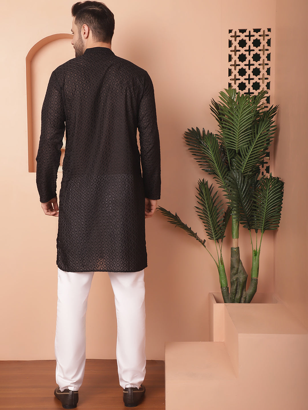 Men's Chikankari Pure Cotton Kurta with Churidar - Taantav