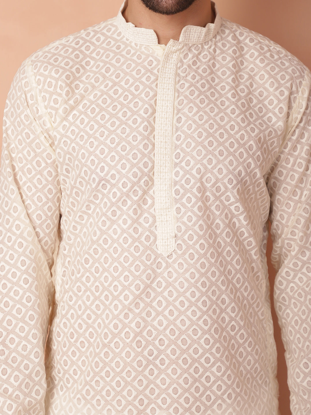 Men's Chikankari Pure Cotton Kurta with Churidar - Taantav