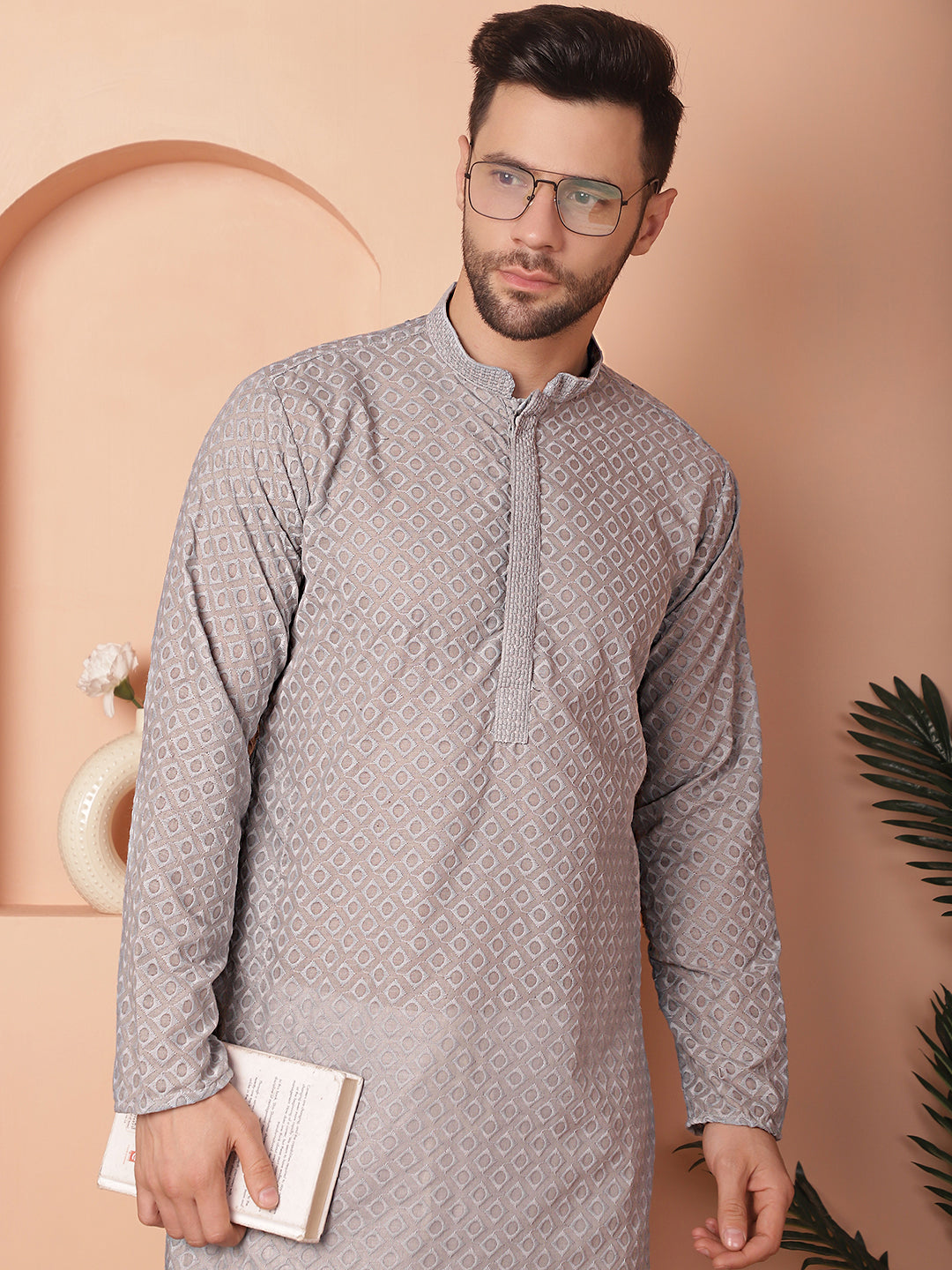 Men's Chikankari Pure Cotton Kurta with Churidar - Taantav