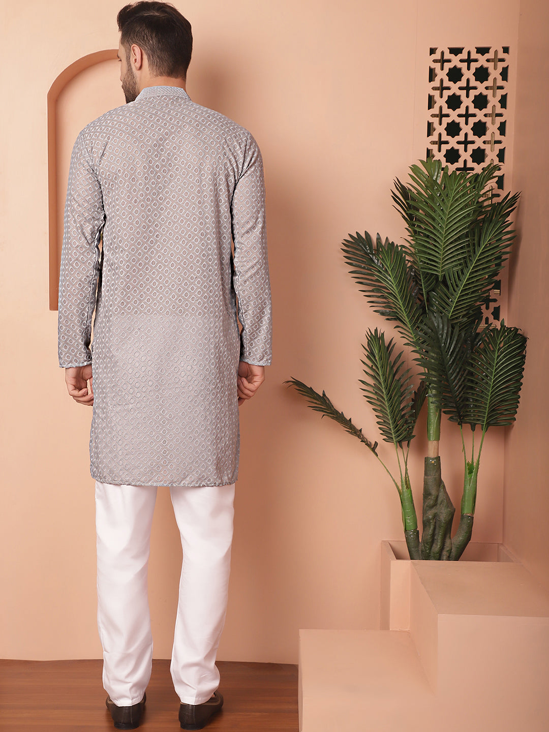 Men's Chikankari Pure Cotton Kurta with Churidar - Taantav