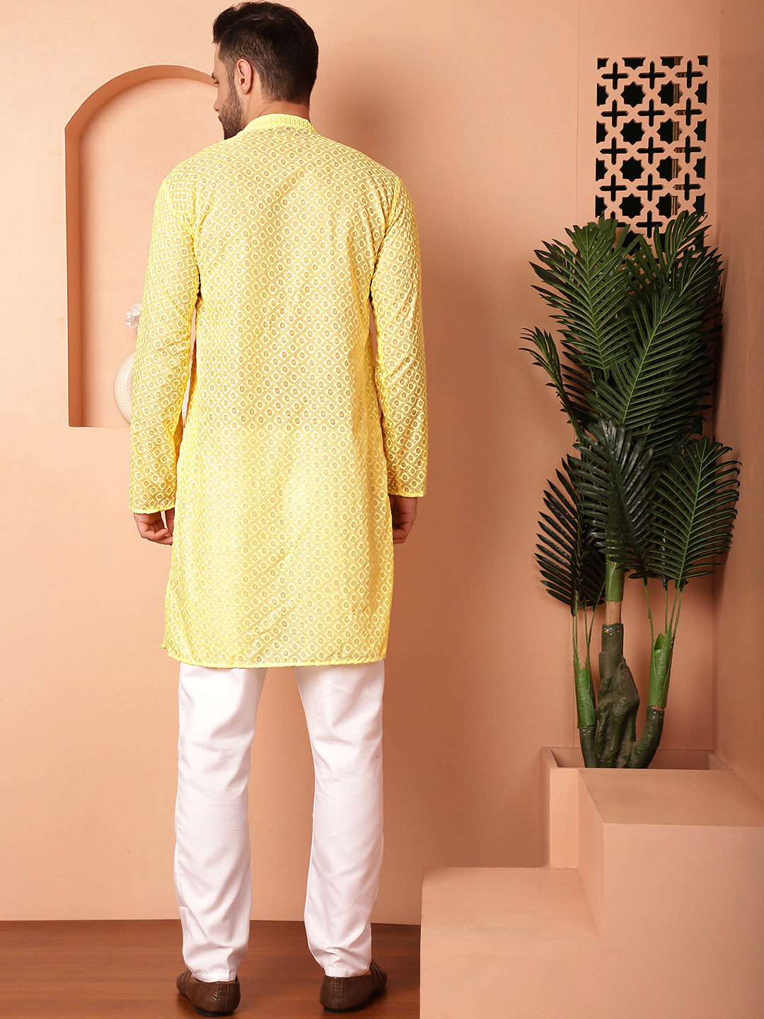 Men's Chikankari Pure Cotton Kurta with Churidar - Taantav