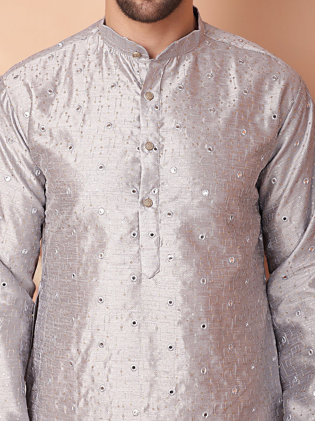 Men's Embroidered Mirror Work Kurta Pyjama Sets - Taantav