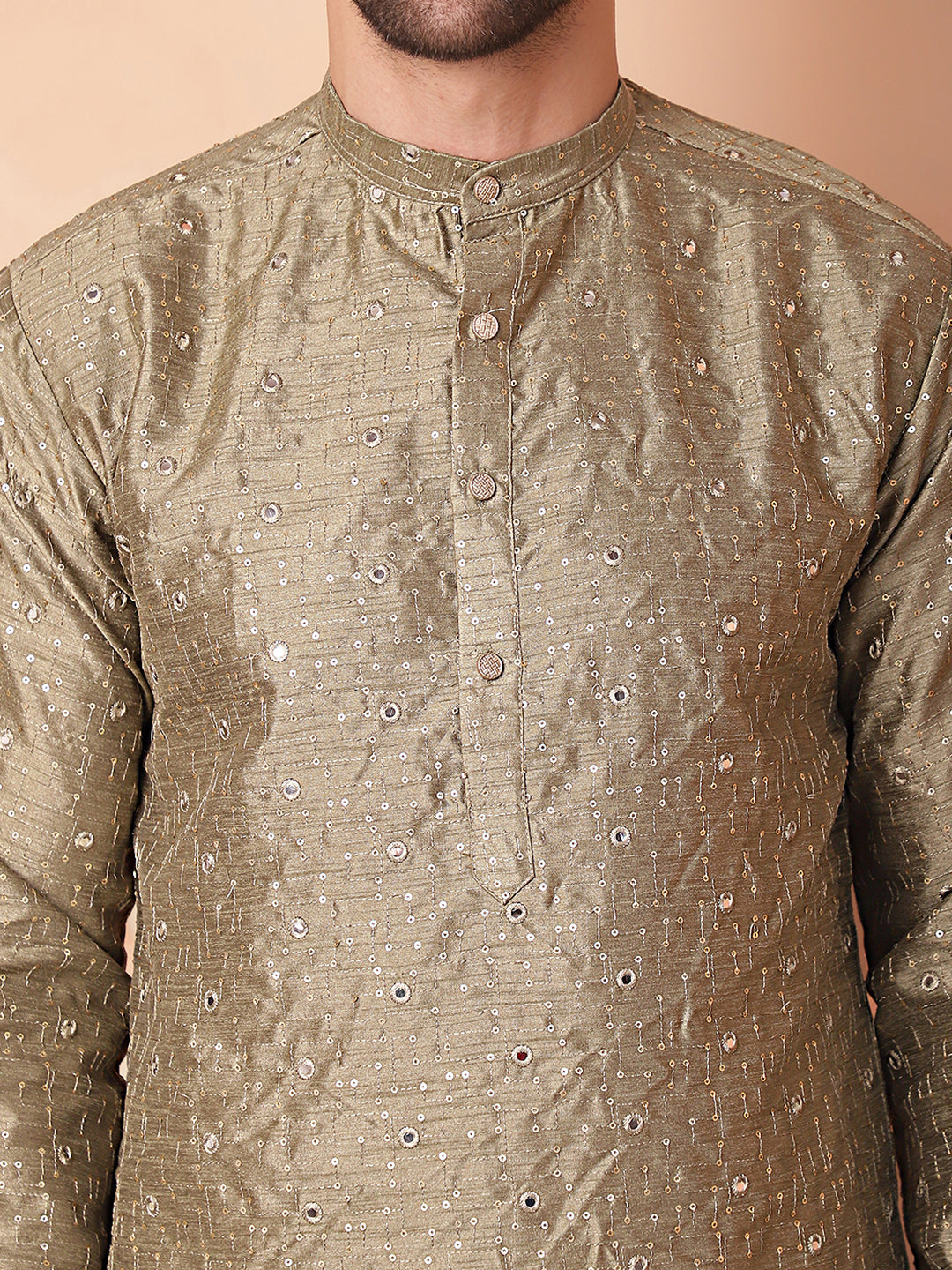 Men's Embroidered Mirror Work Kurta Pyjama Sets - Taantav