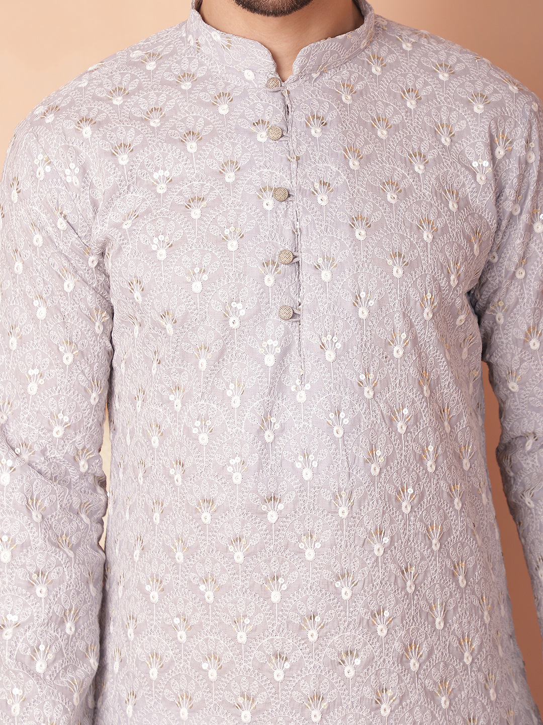 Men's Chikankari Pure Cotton Kurta with Pyjama - Taantav