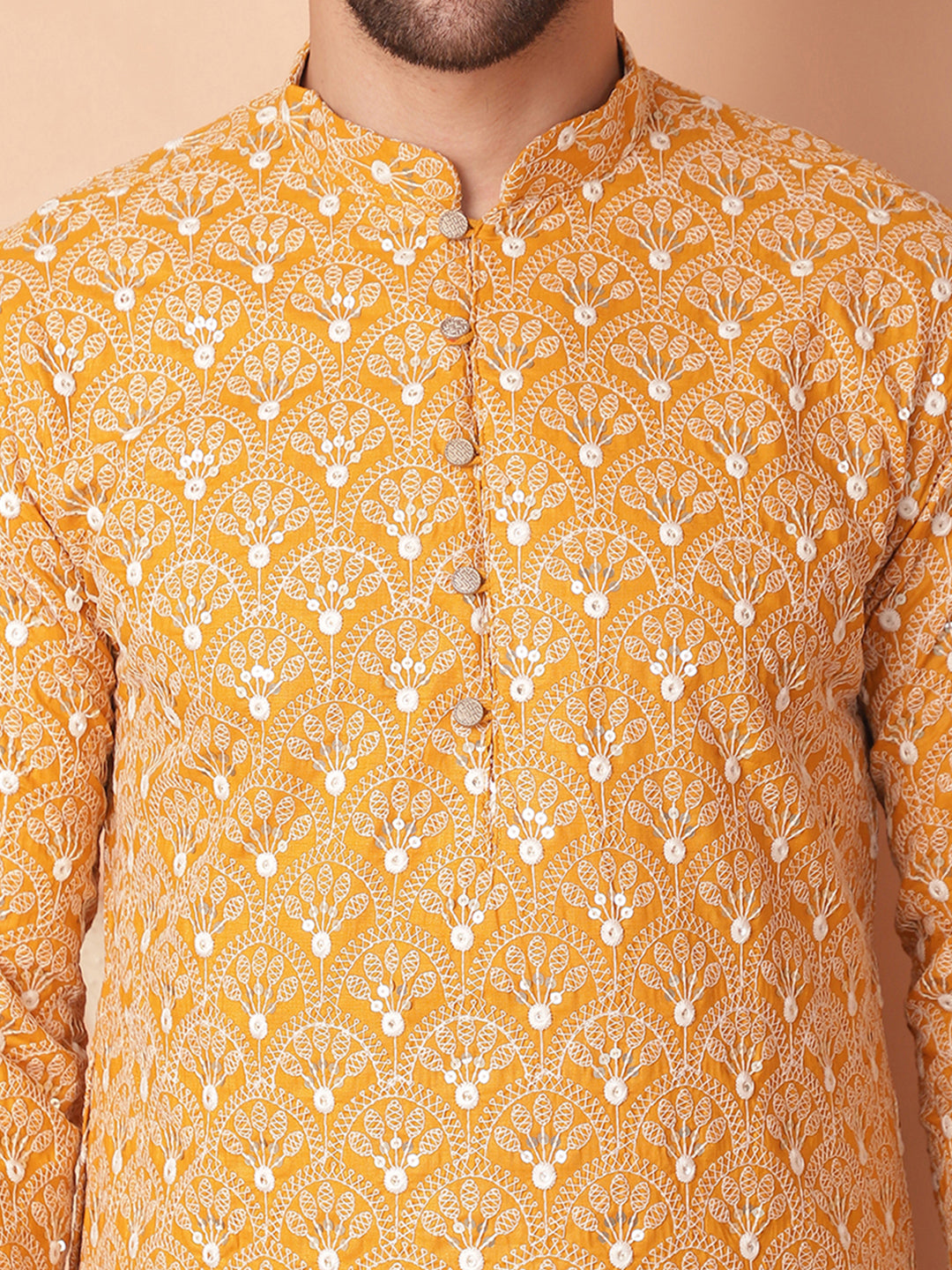 Men's Chikankari Pure Cotton Kurta with Pyjama - Taantav