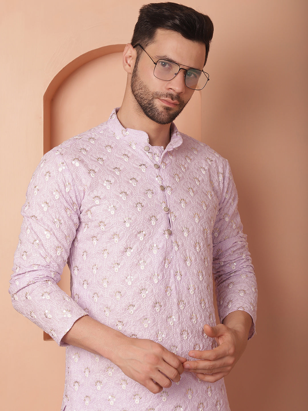 Men's Chikankari Pure Cotton Kurta with Pyjama - Taantav