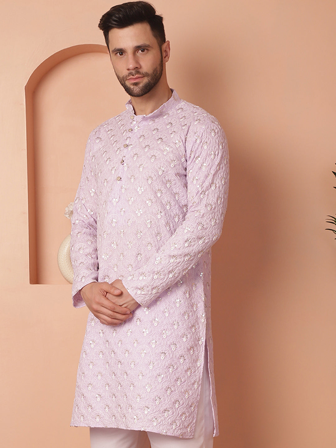 Men's Chikankari Pure Cotton Kurtas - Taantav