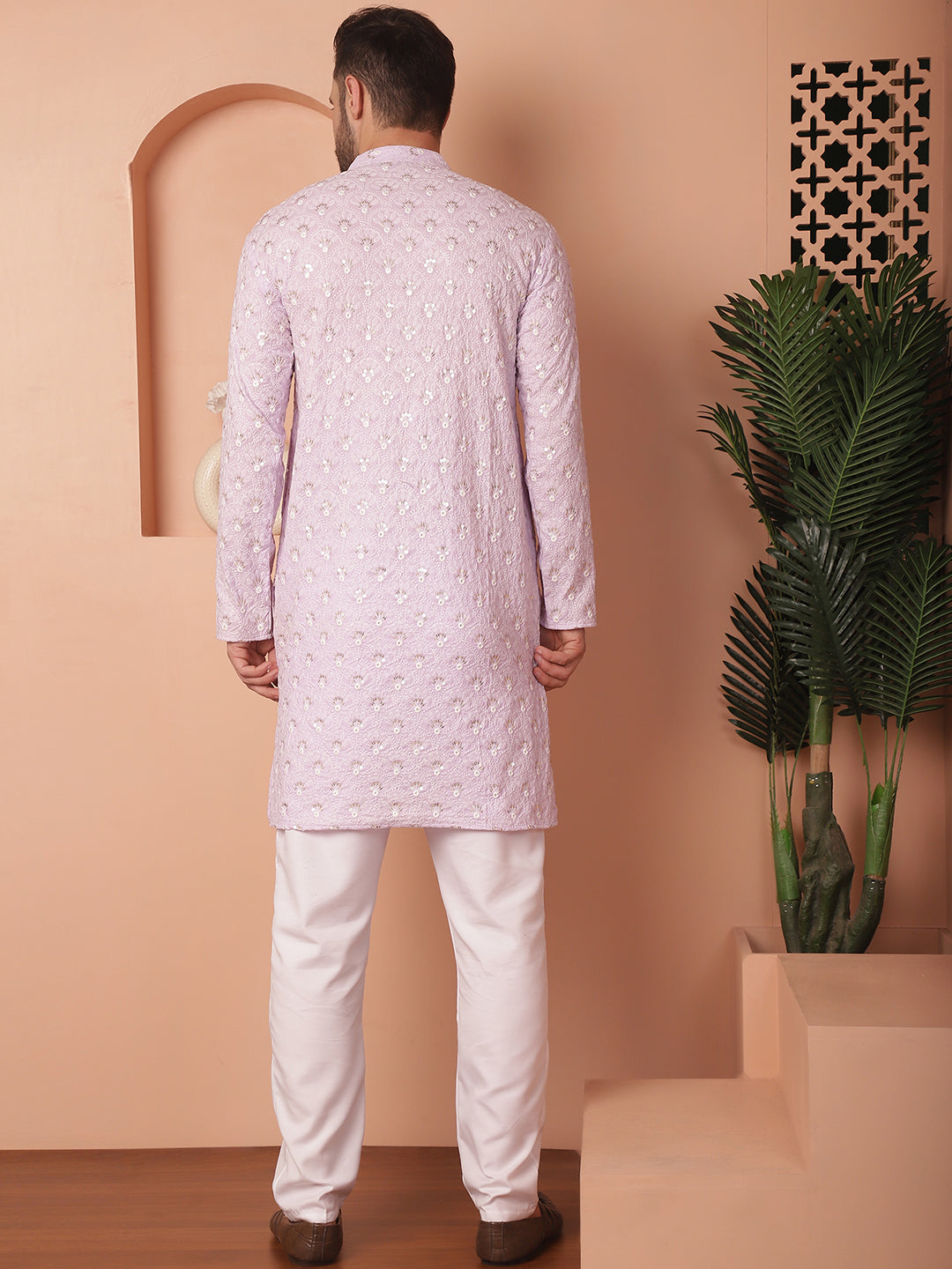 Men's Chikankari Pure Cotton Kurta with Pyjama - Taantav