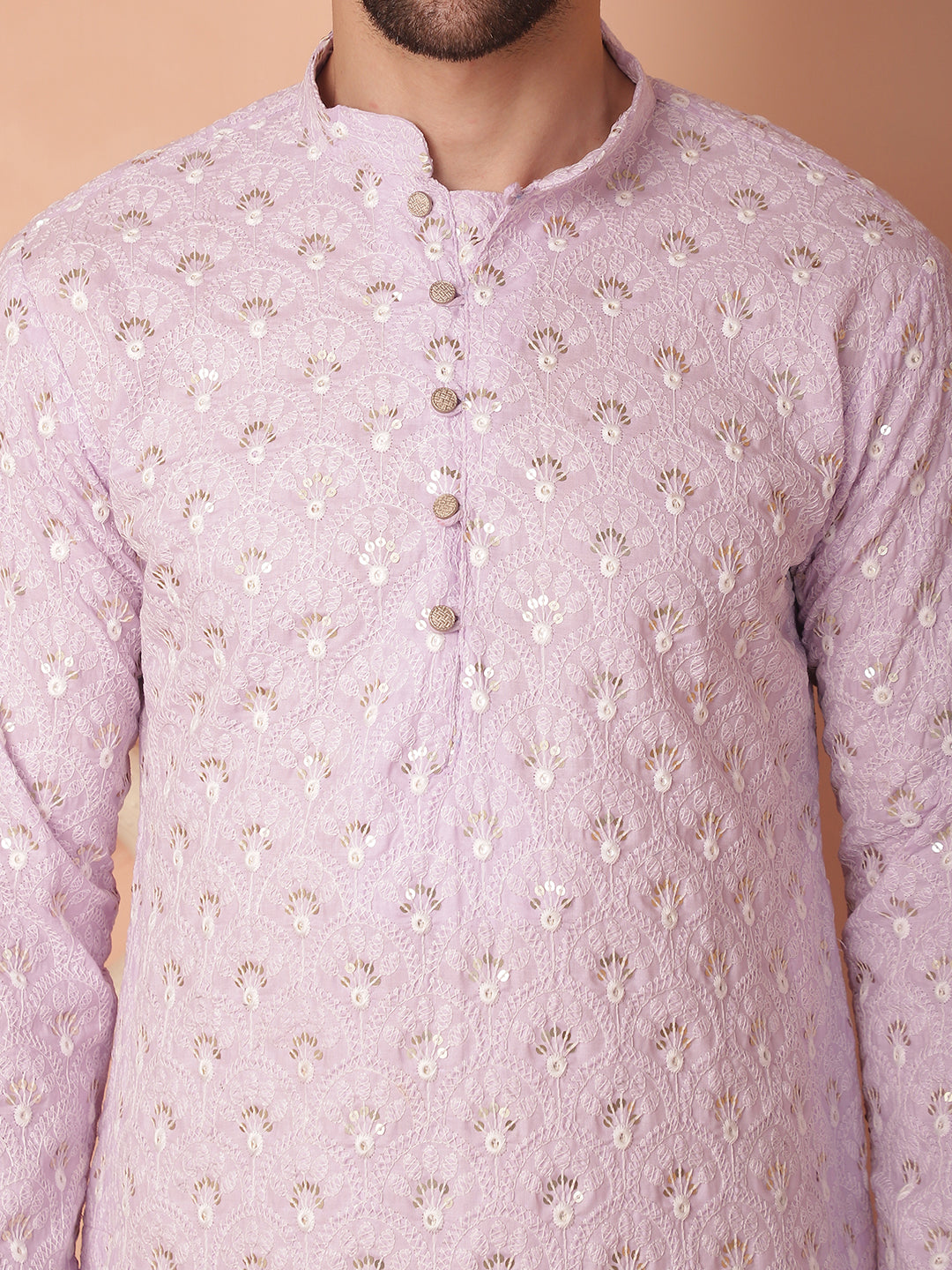 Men's Chikankari Pure Cotton Kurta with Pyjama - Taantav