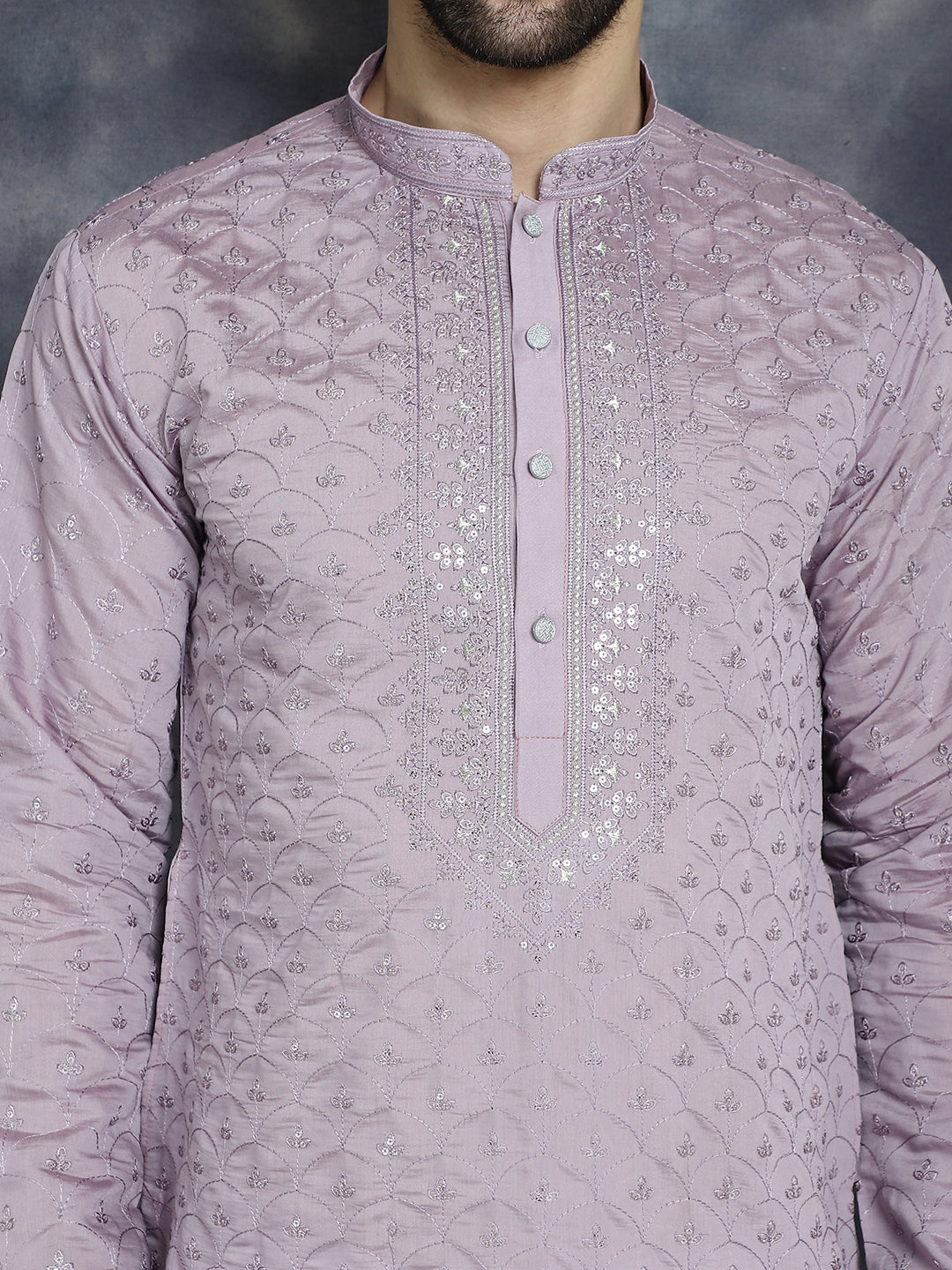 Men's Sequins Embroidered Kurta With Pyjama - Taantav