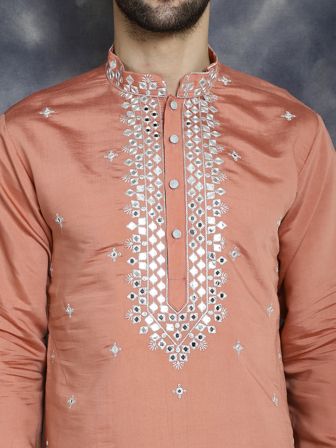 Men's Embroidered Kurta With Pyjama - Taantav