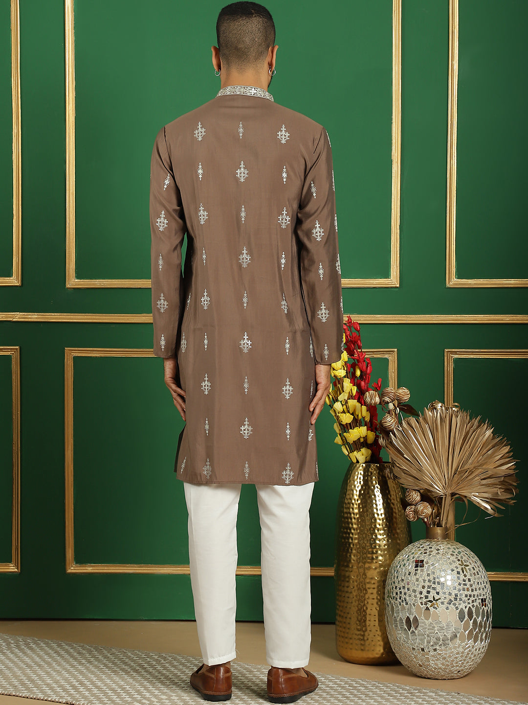 Men's Foil Printed Kurta with Pyjama - Taantav