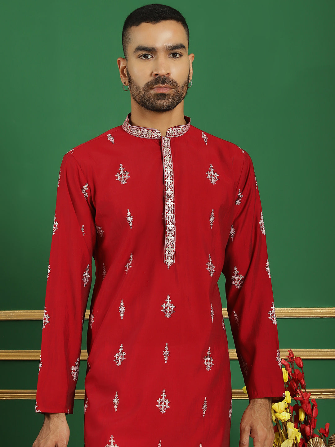 Men's Foil Printed Kurta with Pyjama - Taantav