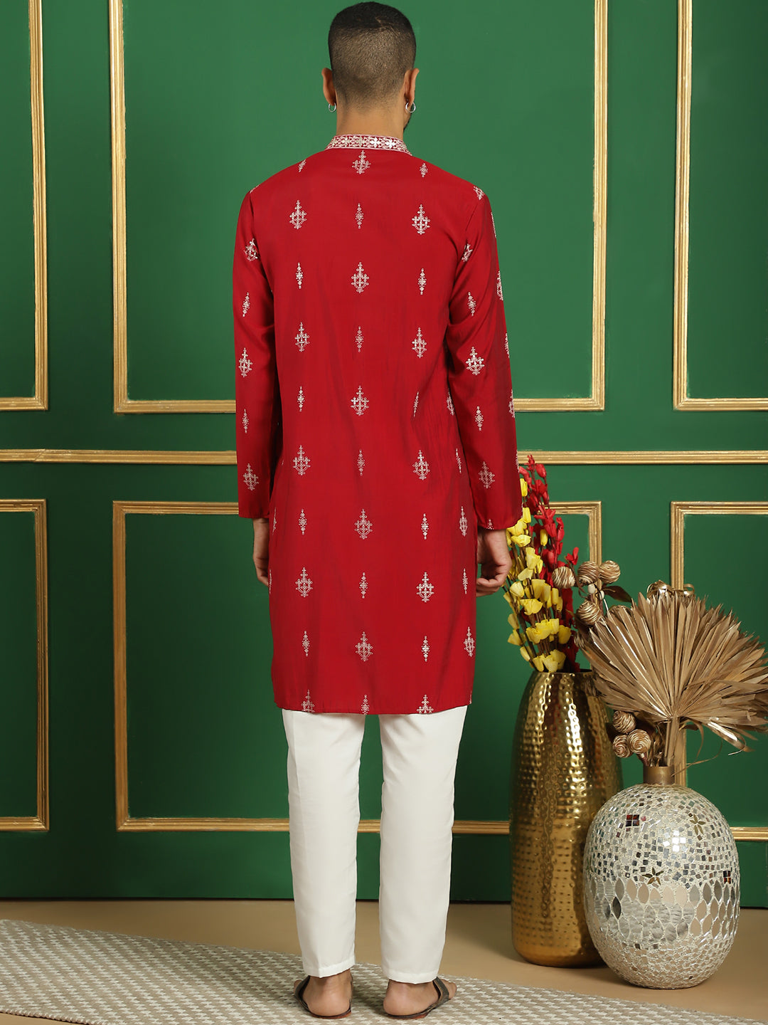 Men's Foil Printed Kurta with Pyjama - Taantav