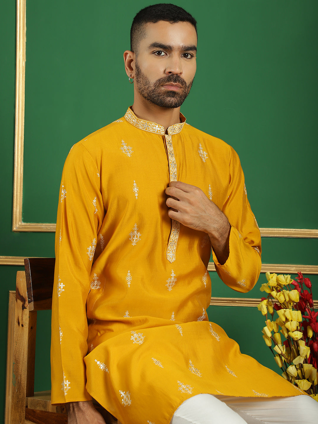 Men's Foil Printed Kurta with Pyjama - Taantav