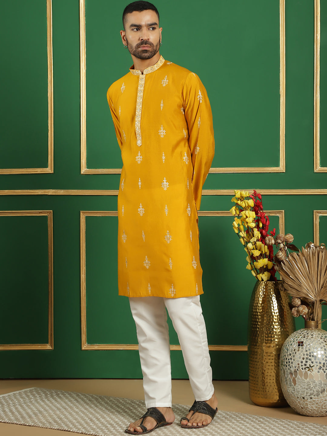 Men's Foil Printed Kurta with Pyjama - Taantav