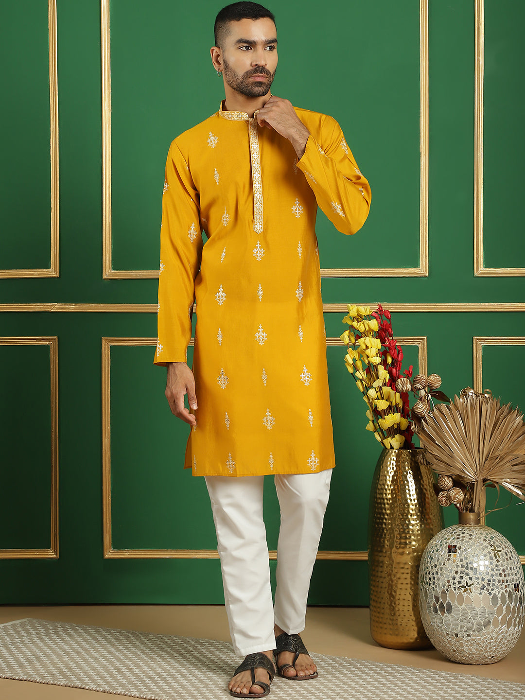 Men's Foil Printed Kurta with Pyjama - Taantav